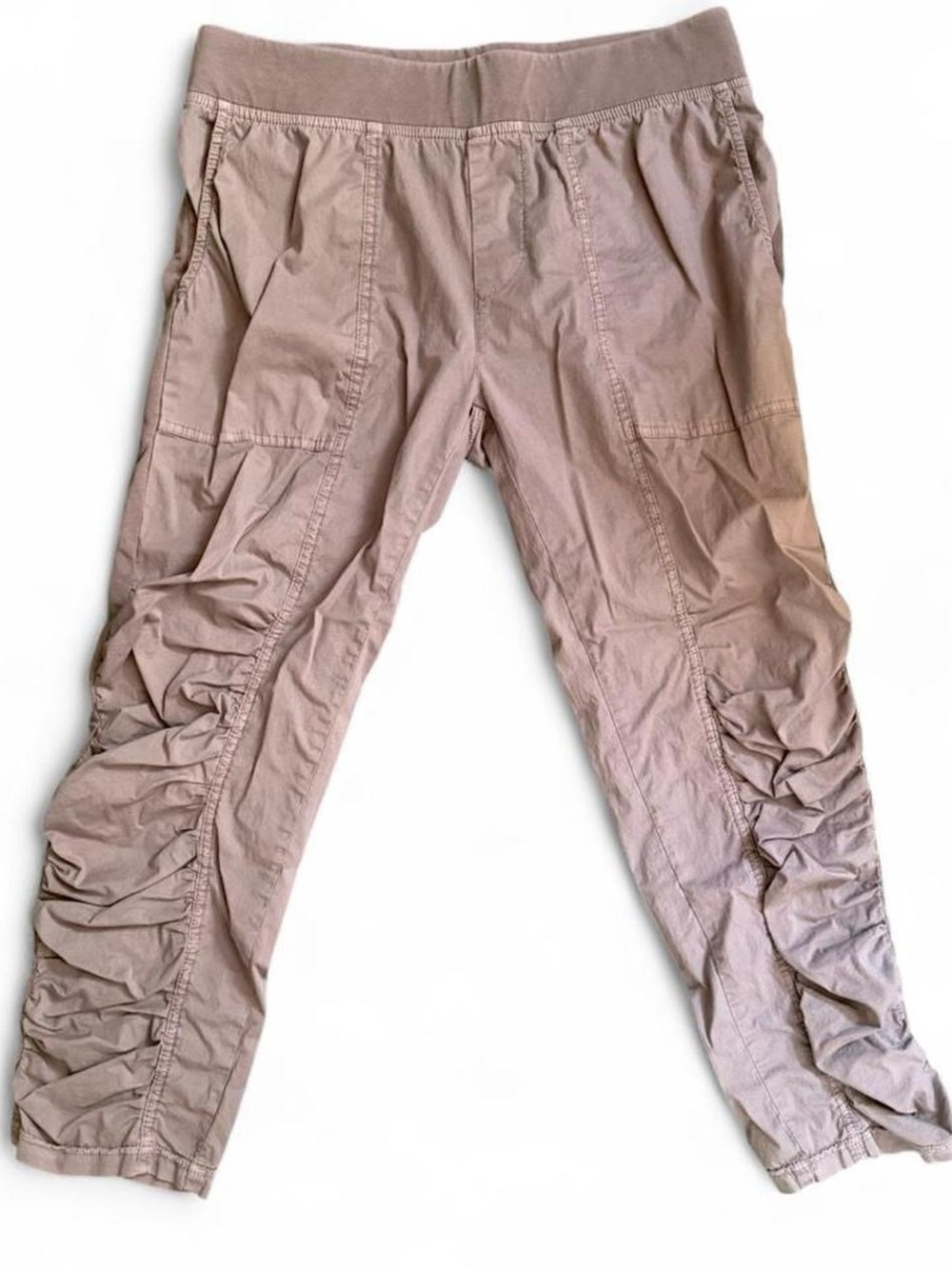 Wearables XCVI Brown Ruched capri Pants with elastic waistband outdoor cotton